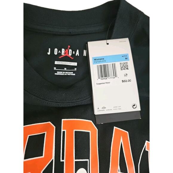Jordan Michael Jordan~Woman Size M~Black Oversized Fit Active T-shirt Cotton NWT - Picture 2 of 14